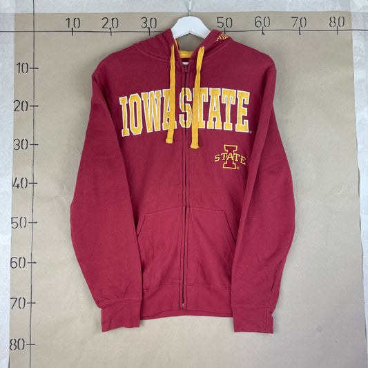 Bordeaux Vintage Iowa State Zip Hoodie Med Frontprint Og Broderet Logo