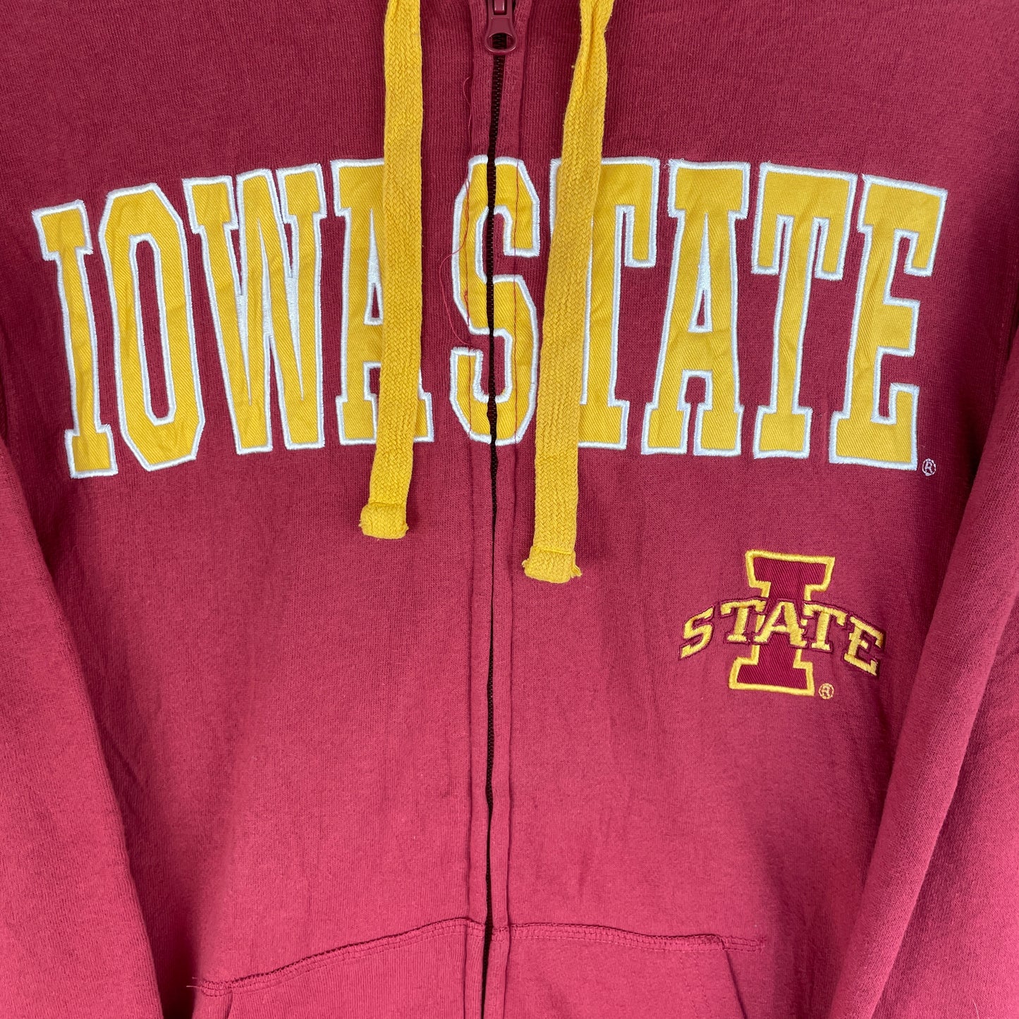 Bordeaux Vintage Iowa State Zip Hoodie Med Frontprint Og Broderet Logo