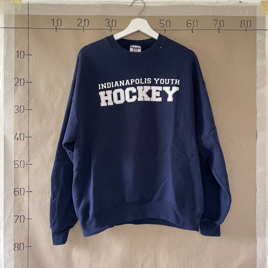 Mørkeblå Vintage "Hockey" Sweatshirt