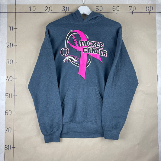 Grå Hoodie Med Pink “Tackle Cancer” Frontprint