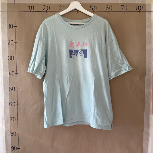 Turkis Blå Vintage "Anime" T-Shirt