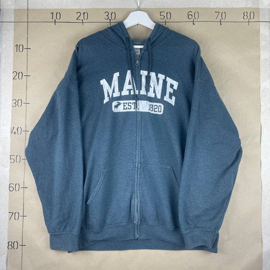 Blå Vintage Zip Maine Hoodie