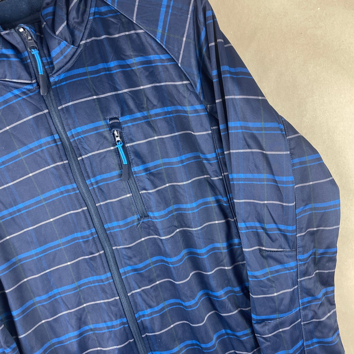 Blå Vintage Outdoor Windbreaker Mønstret Jakke