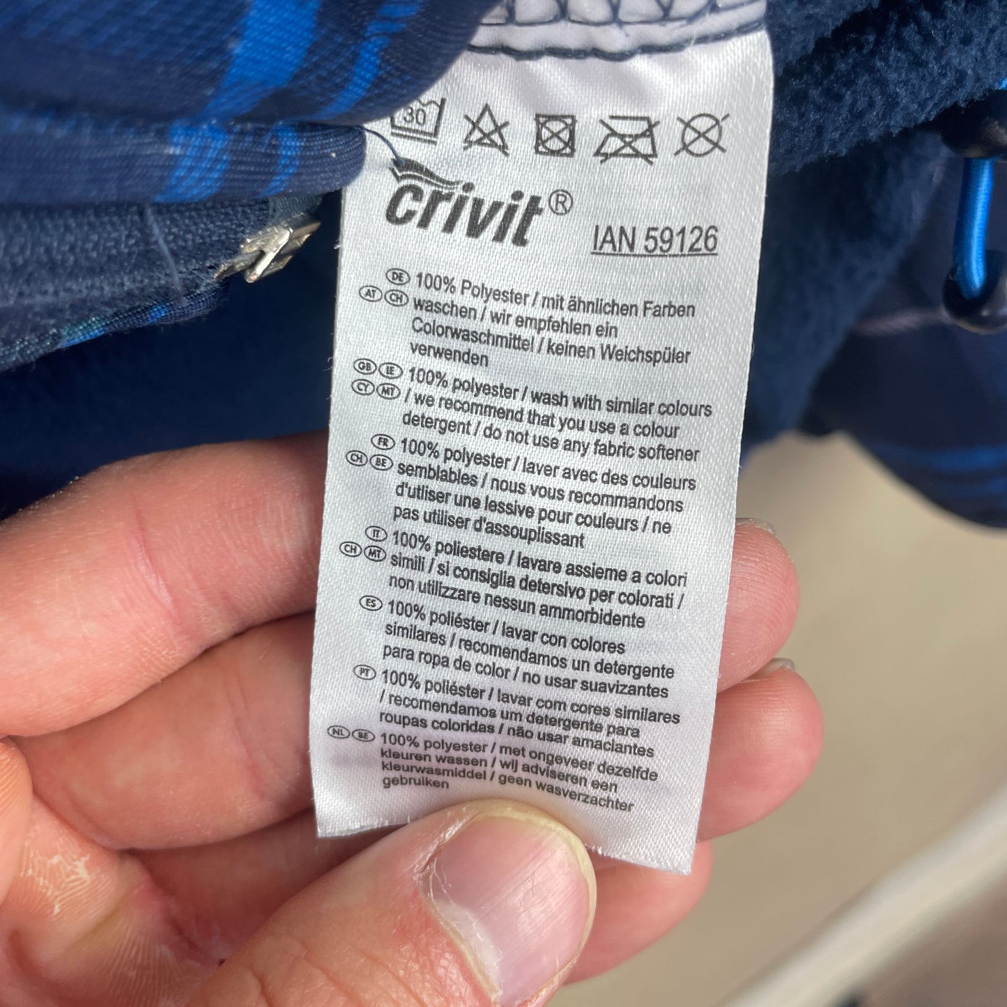 Blå Vintage Outdoor Windbreaker Mønstret Jakke