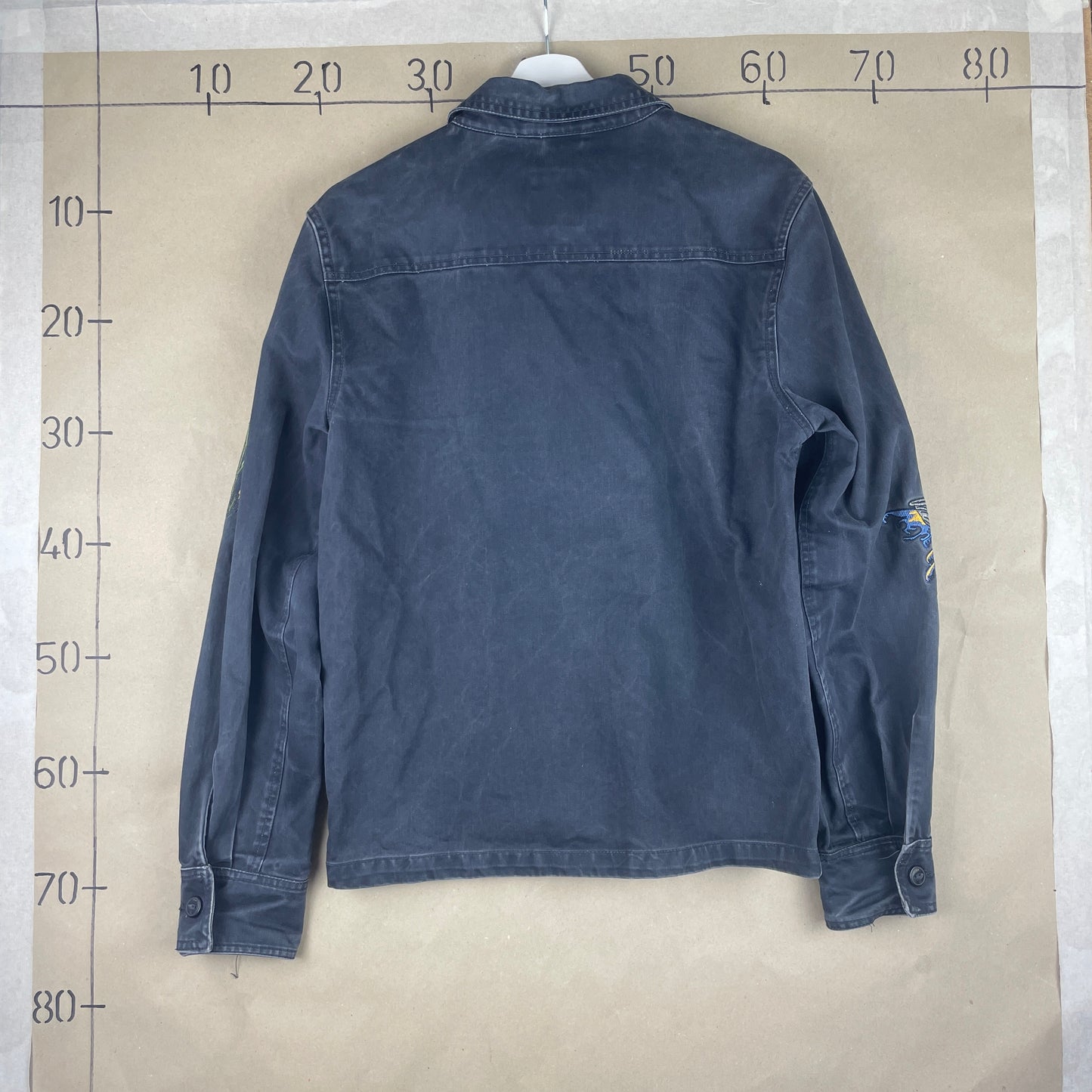 Mørkeblå Vintage Broderet Workwear Jakke Japan Style