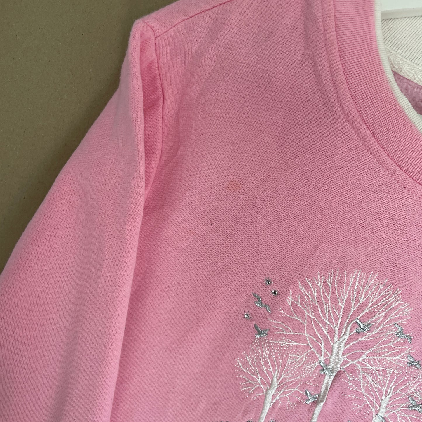 Lyserød Broderet Nature Sweatshirt