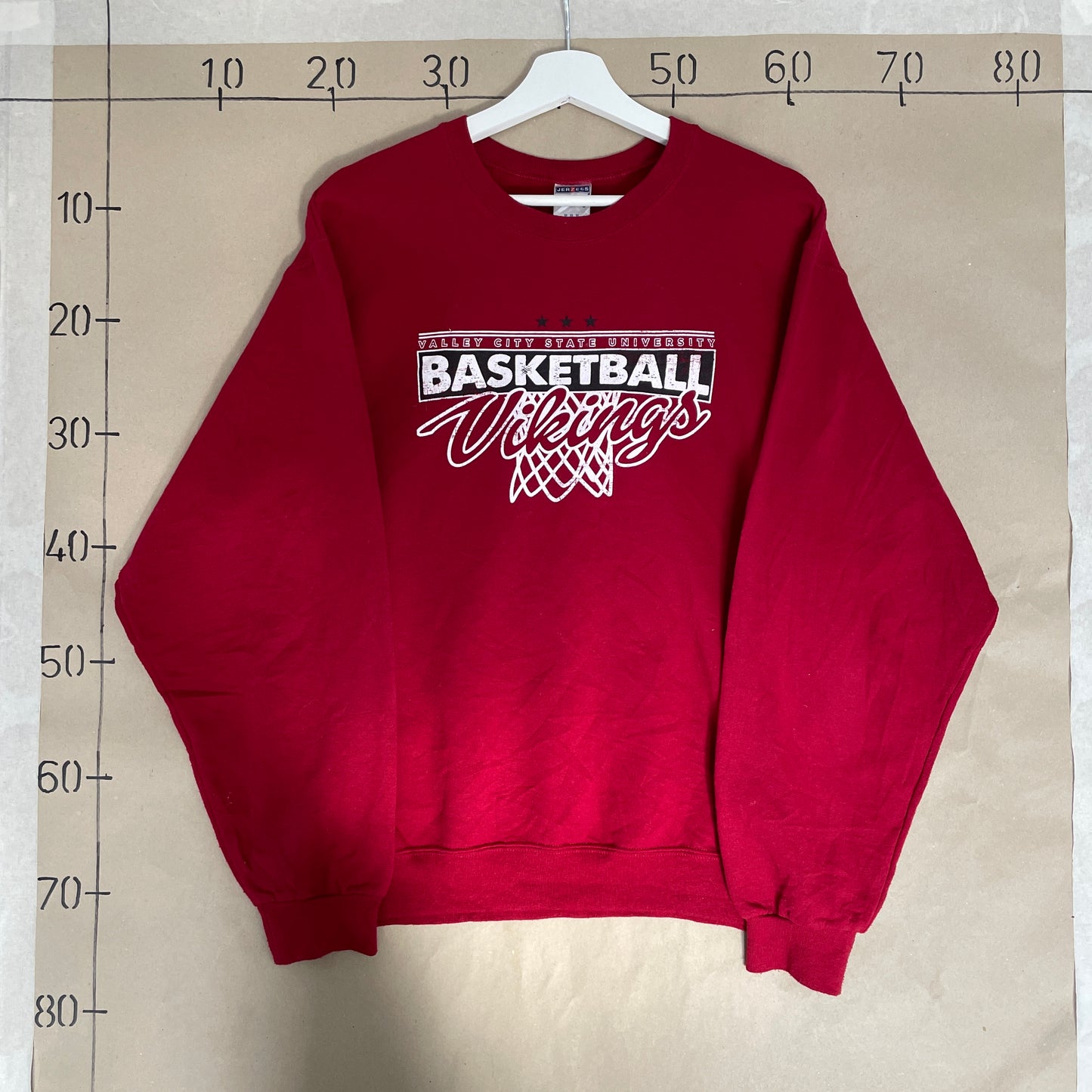 Rød Vintage Valley City State University Basketball Vikings Sweatshirt