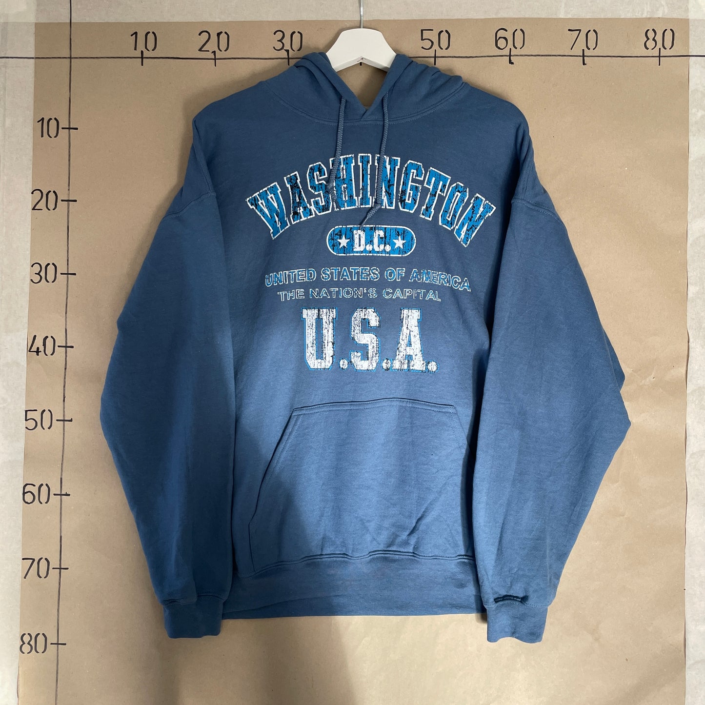 Blå Vintage Washington D.C USA Hoodie