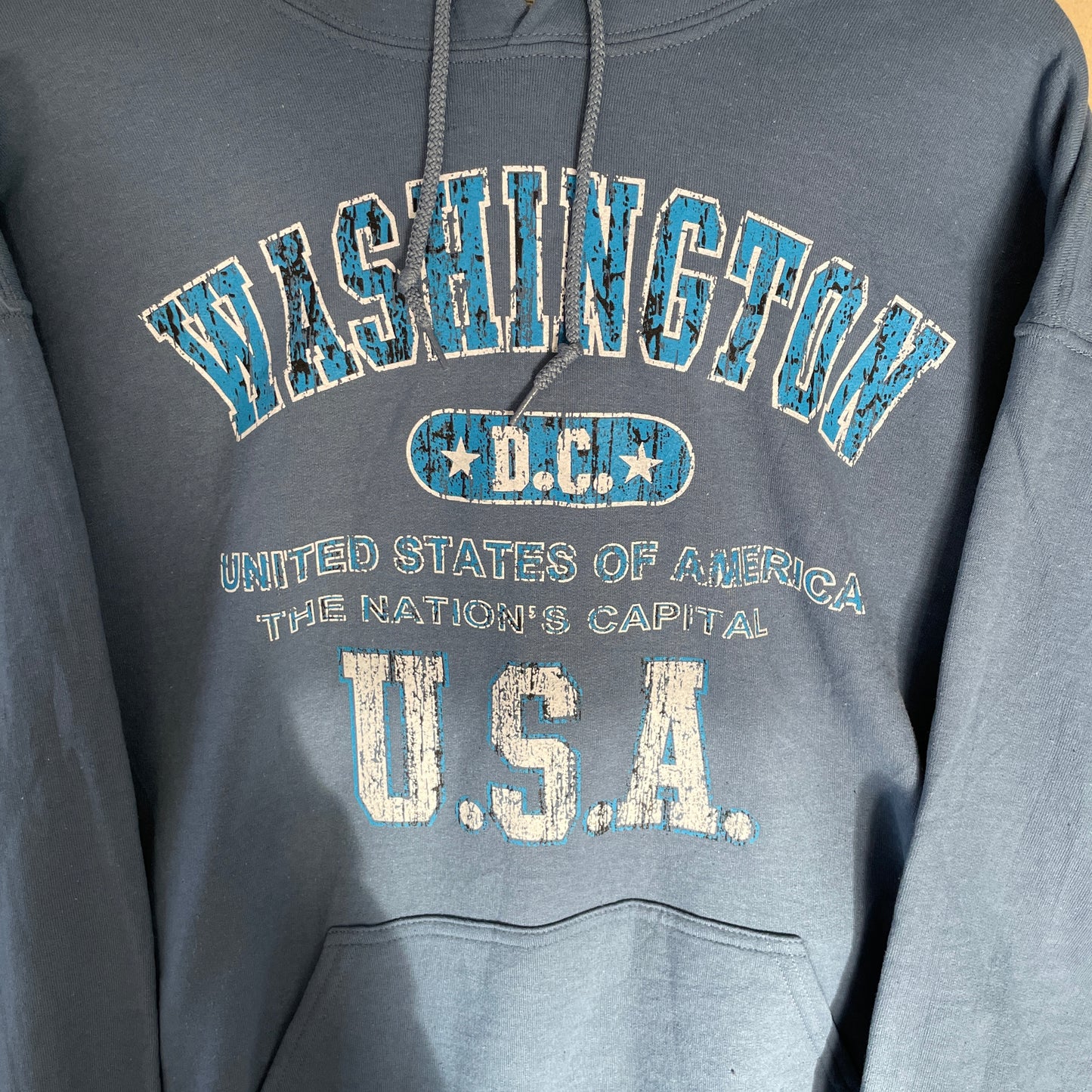 Blå Vintage Washington D.C USA Hoodie