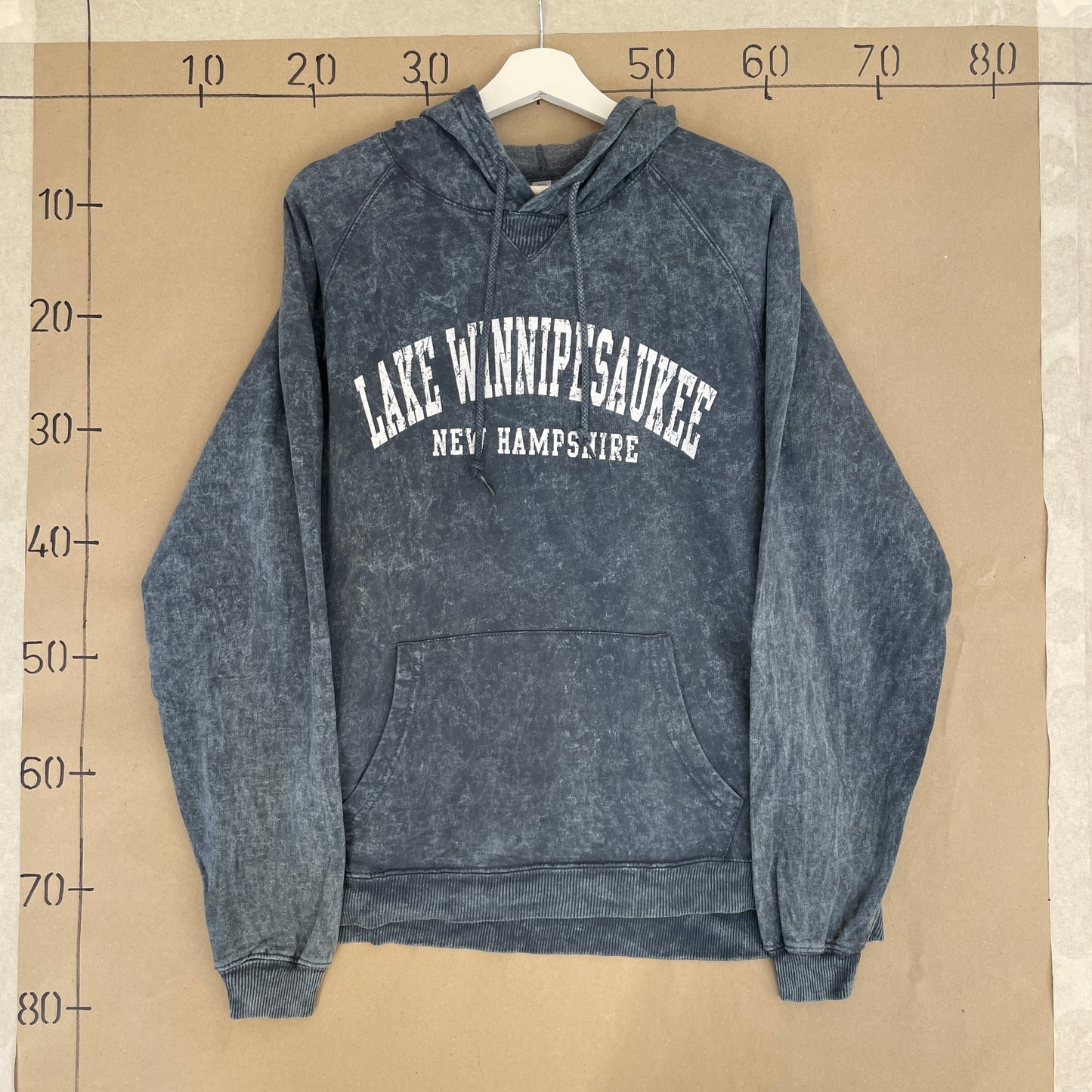 Grå Vintage Lake Winnipesaukee New Hampshire Hoodie