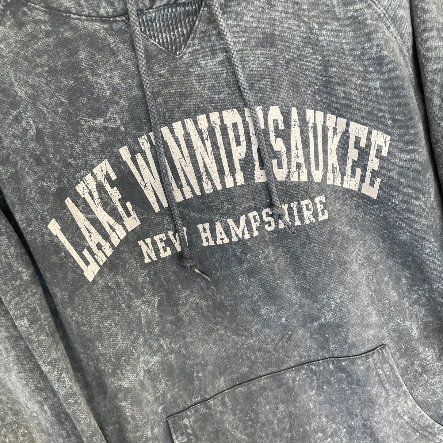 Grå Vintage Lake Winnipesaukee New Hampshire Hoodie