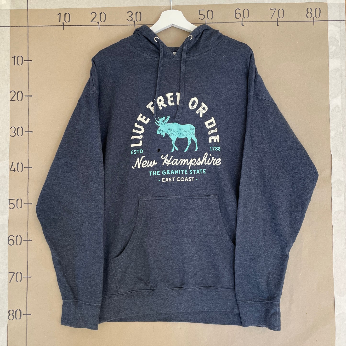 Grå Vintage Live Free Or Die New Hampshire Hoodie