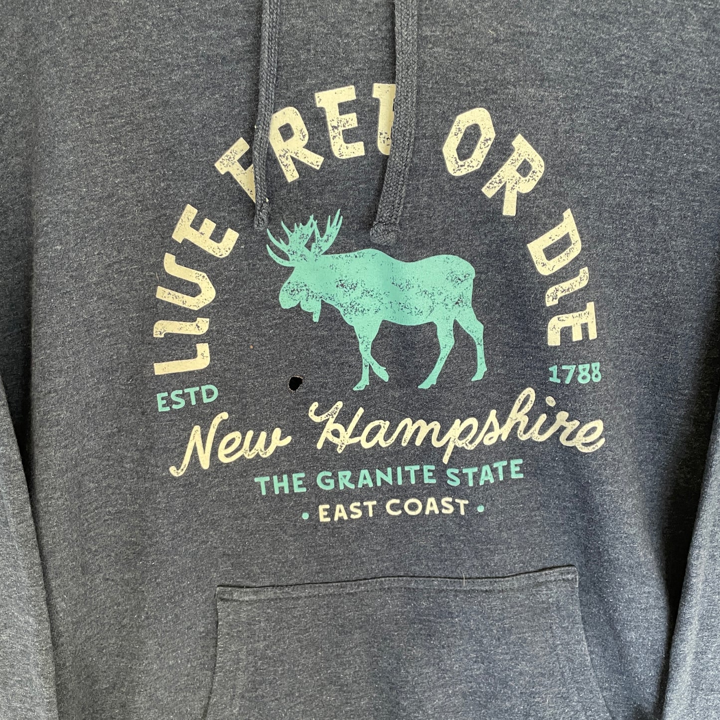 Grå Vintage Live Free Or Die New Hampshire Hoodie