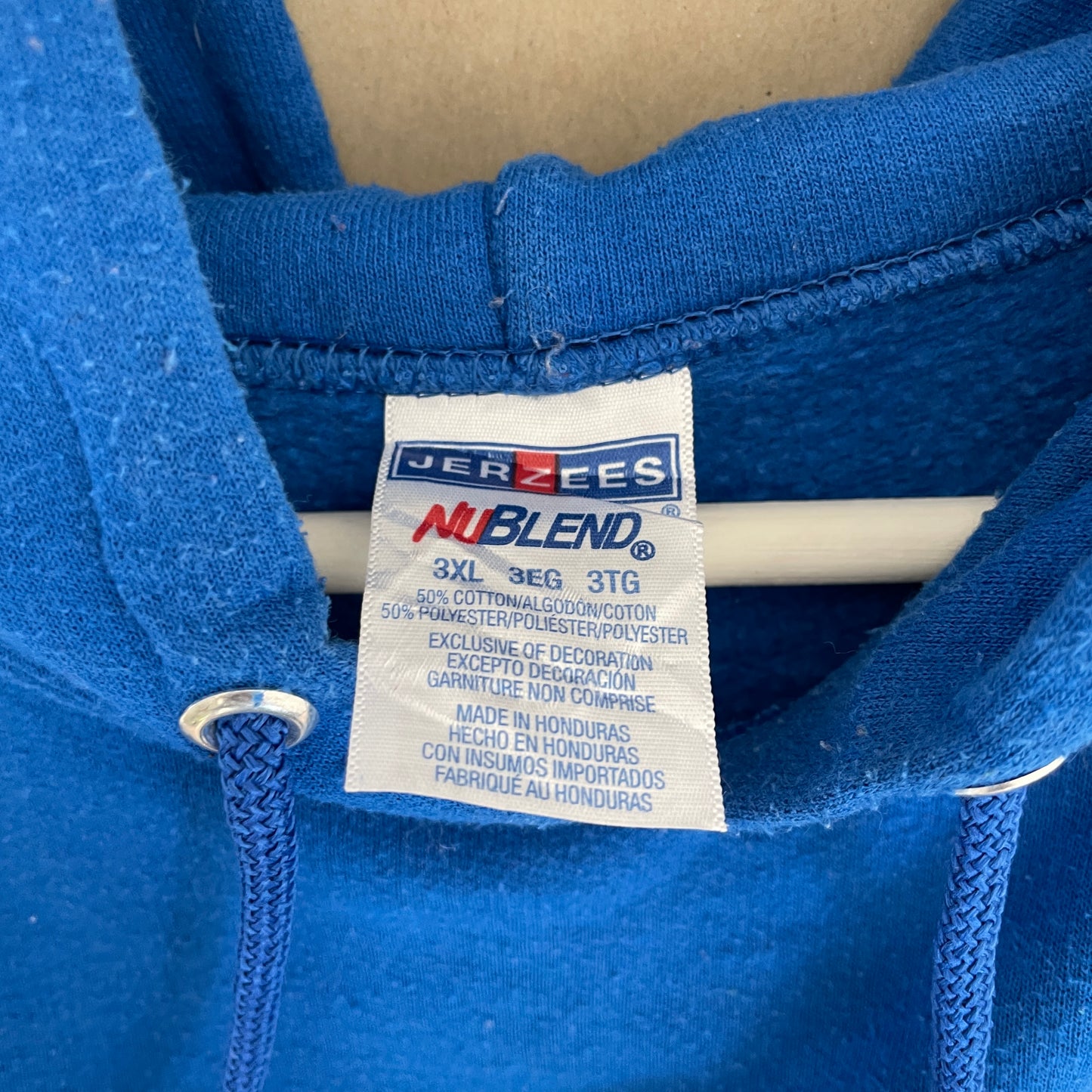 Blå Vintage Jerzees Central Basketball Hoodie
