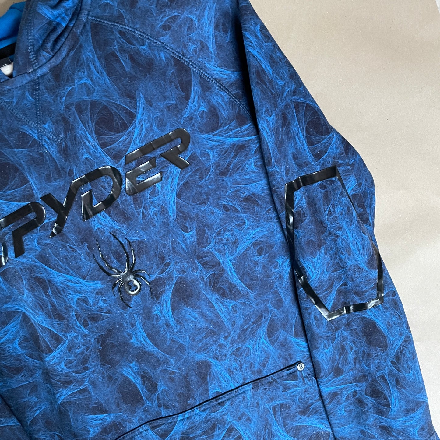 Blå Vintage Spyder All Over Print Hoodie