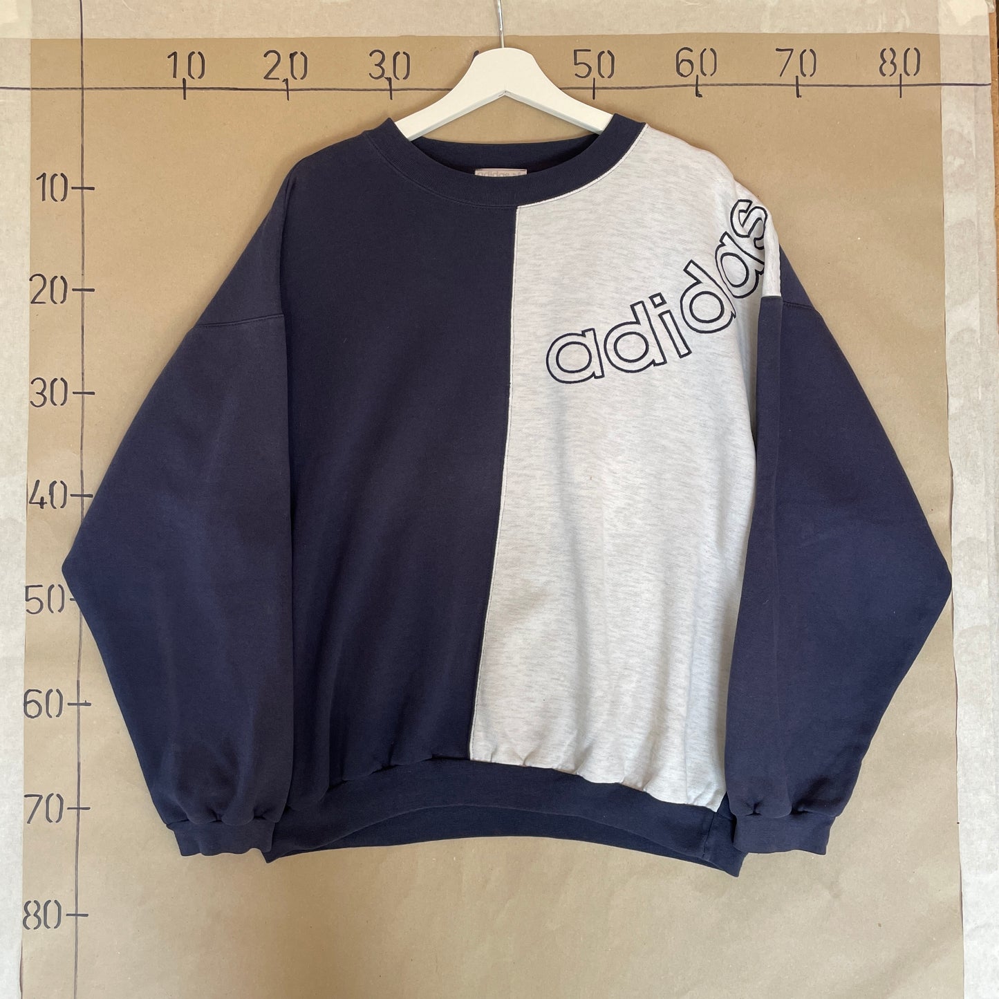 Blå & Grå Colorblock Adidas Sweatshirt