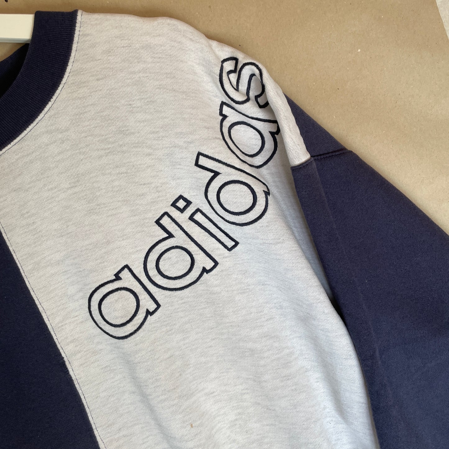 Blå & Grå Colorblock Adidas Sweatshirt