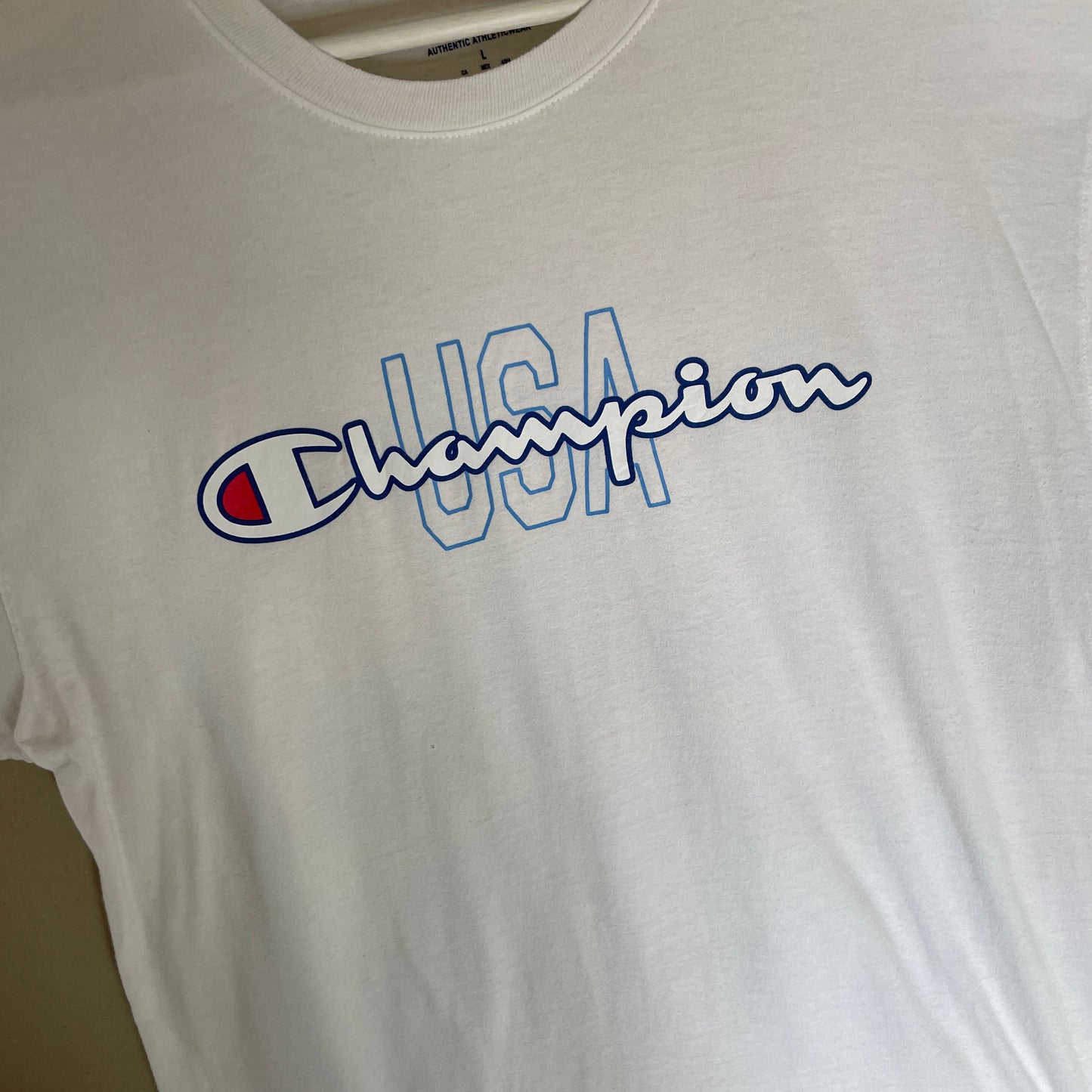 Hvid Grafisk Printet Champion T-Shirt