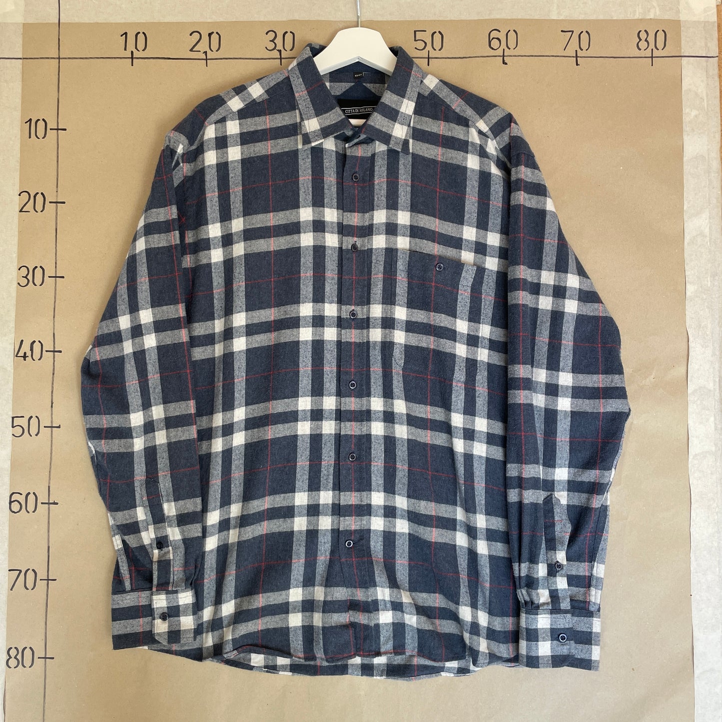 Blåternet Vintage Citta Di Milano Skjorte