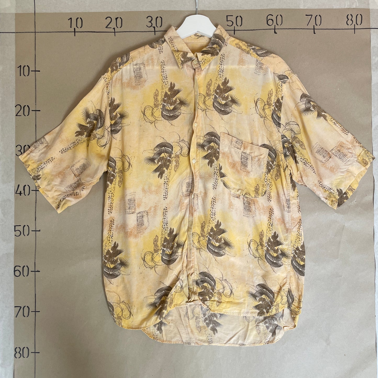 Gul Vintage Blad Hawaiiskjorte