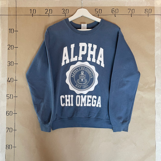 Blå Vintage 00’Er Alpha Chi Omega Sweatshirt