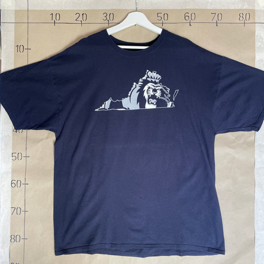 Blå Vintage Grafisk Printet Løve T-Shirt