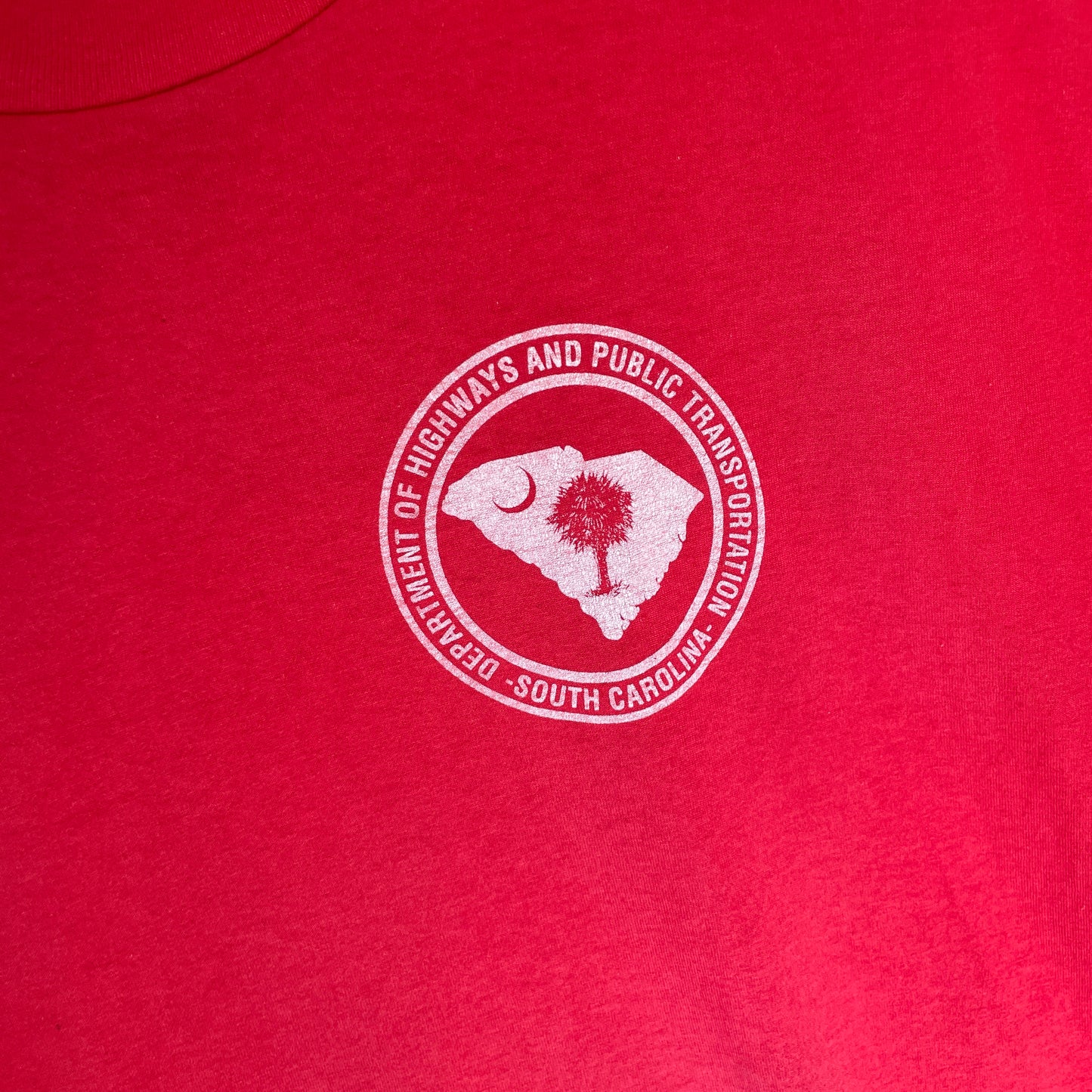 Rød Vintage Grafisk Printet South Carolina T-Shirt