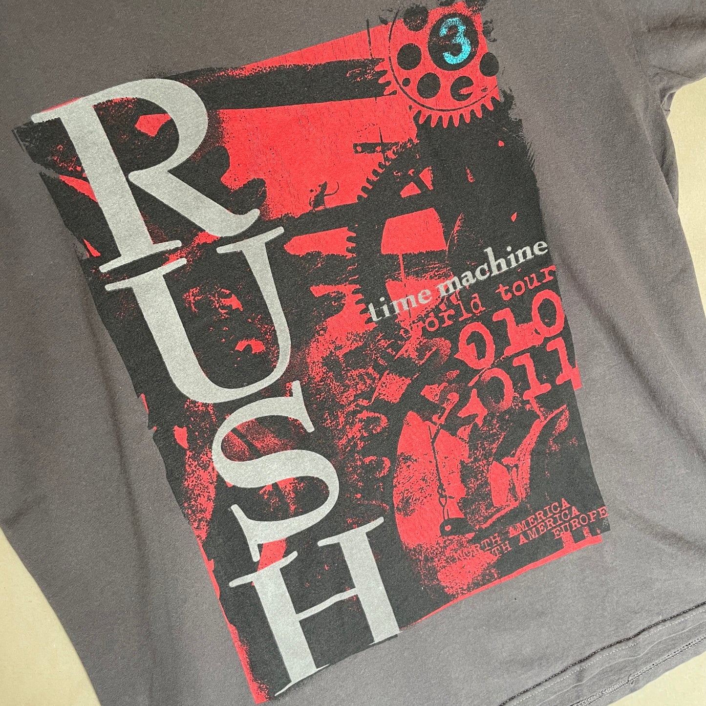 Grå Vintage Rush Time Machine World Tour T-Shirt