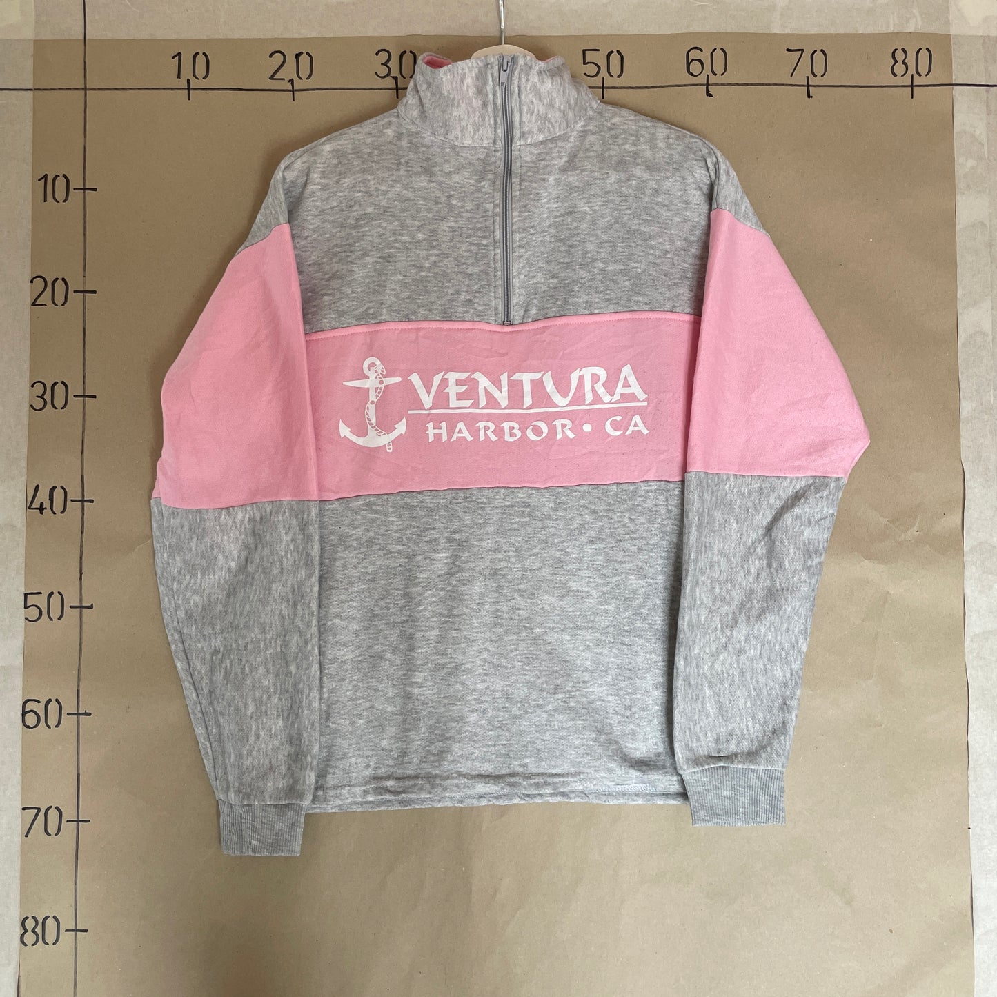 Grå & Pink Vintage Ventura Harbor 1/4 Zip Sweatshirt