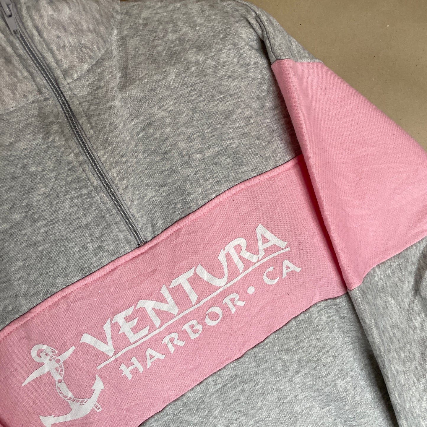 Grå & Pink Vintage Ventura Harbor 1/4 Zip Sweatshirt