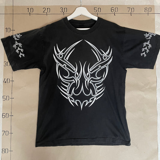 Sort Vintage Grafisk Tribal Printet T-Shirt