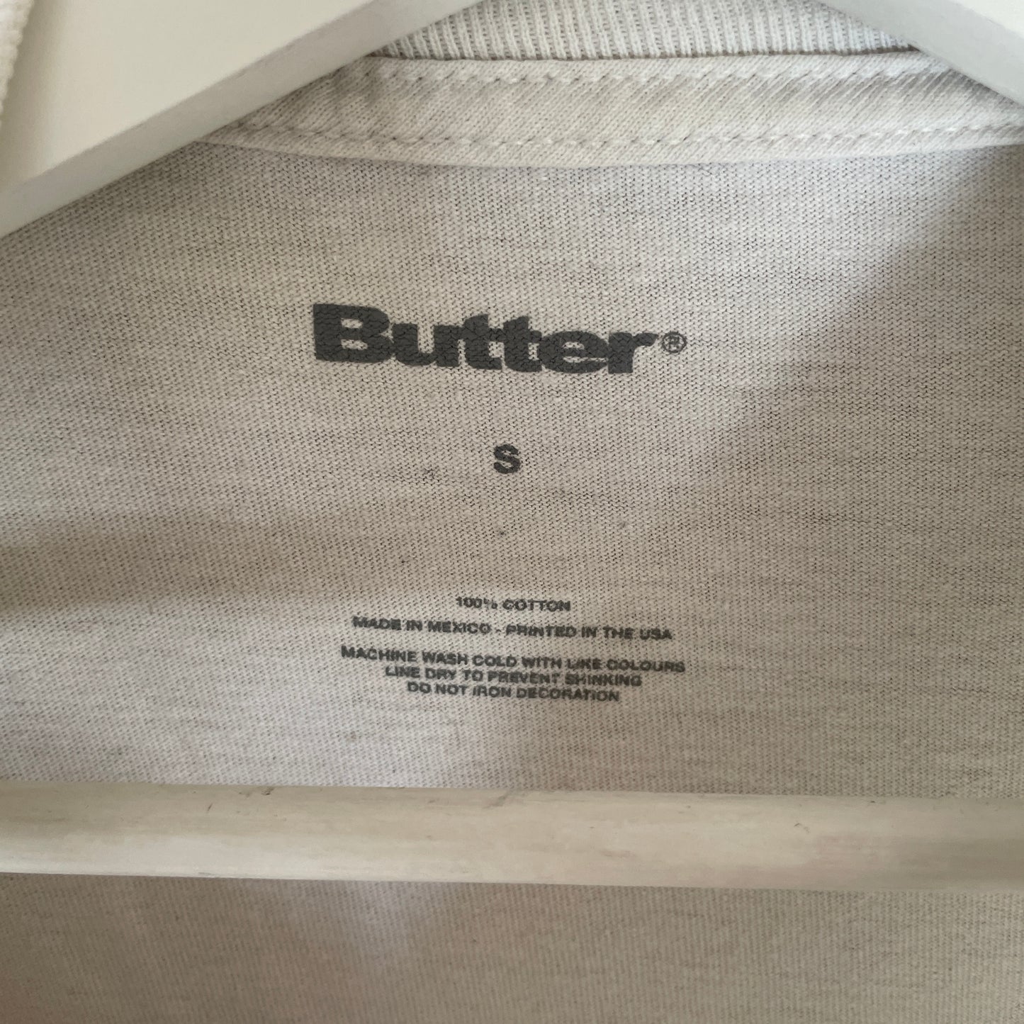 Beige Vintage Grafisk Printet Butter T-Shirt
