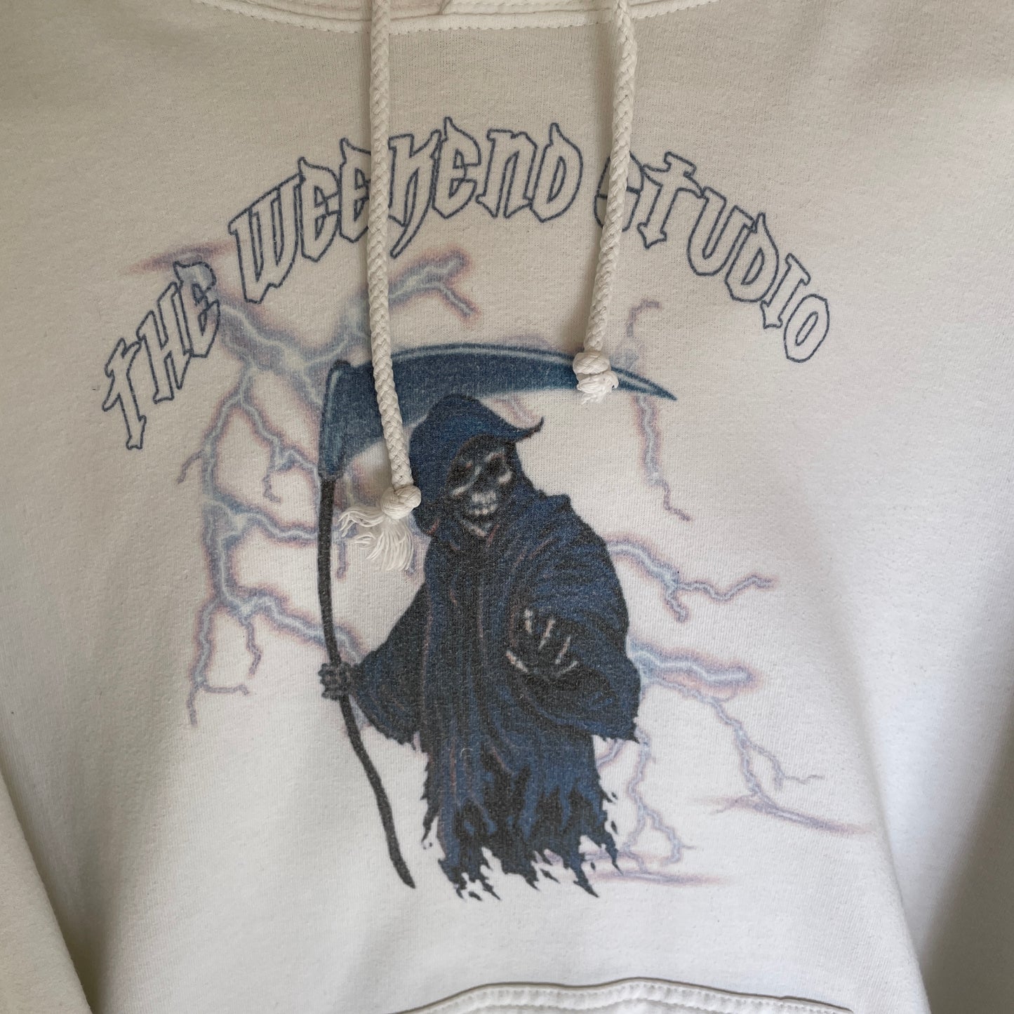 Hvid Vintage Grafisk Printet The Weekend Store Hoodie
