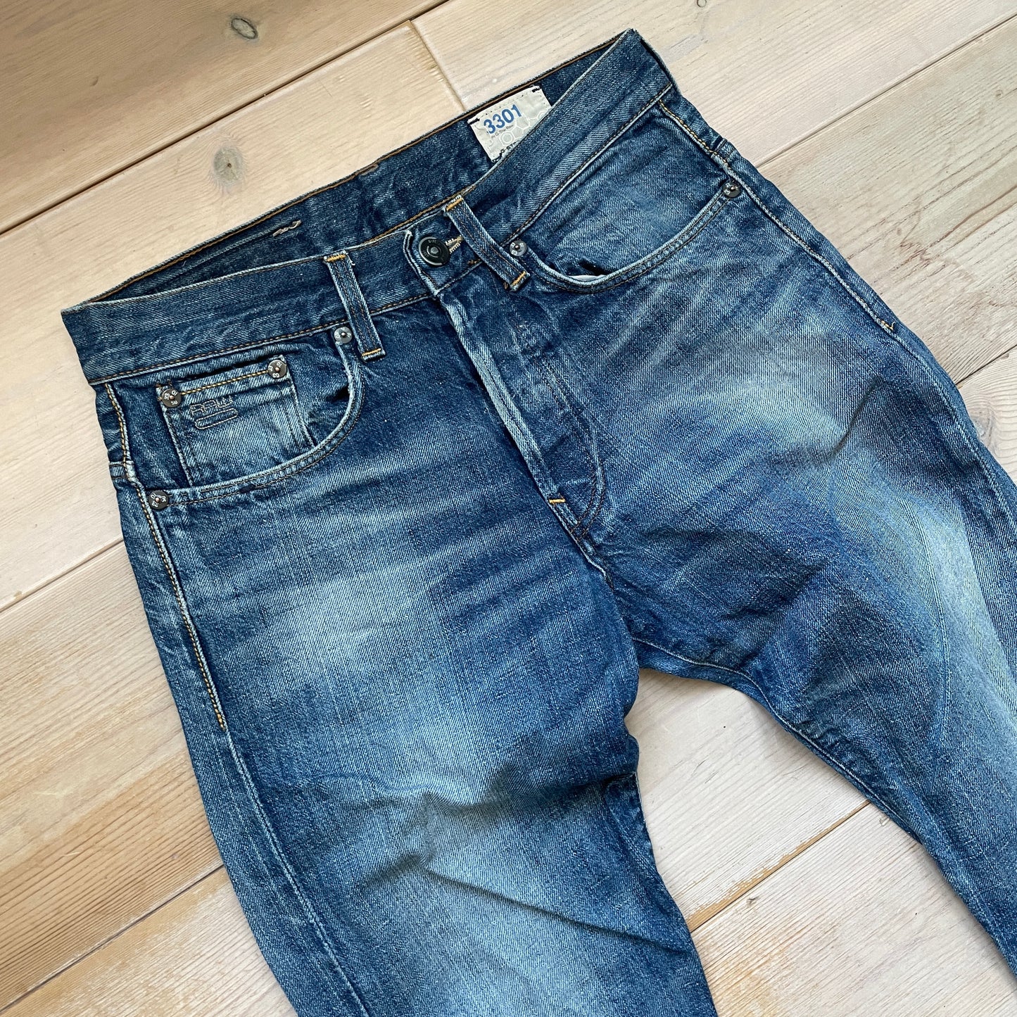 Blå G-Star Raw 3301 Jeans