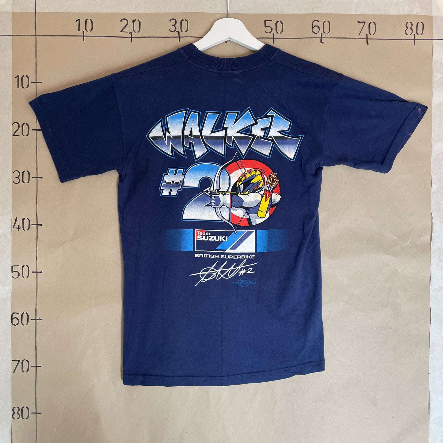 Blå Vintage Chris Walker Motorcykel T-Shirt