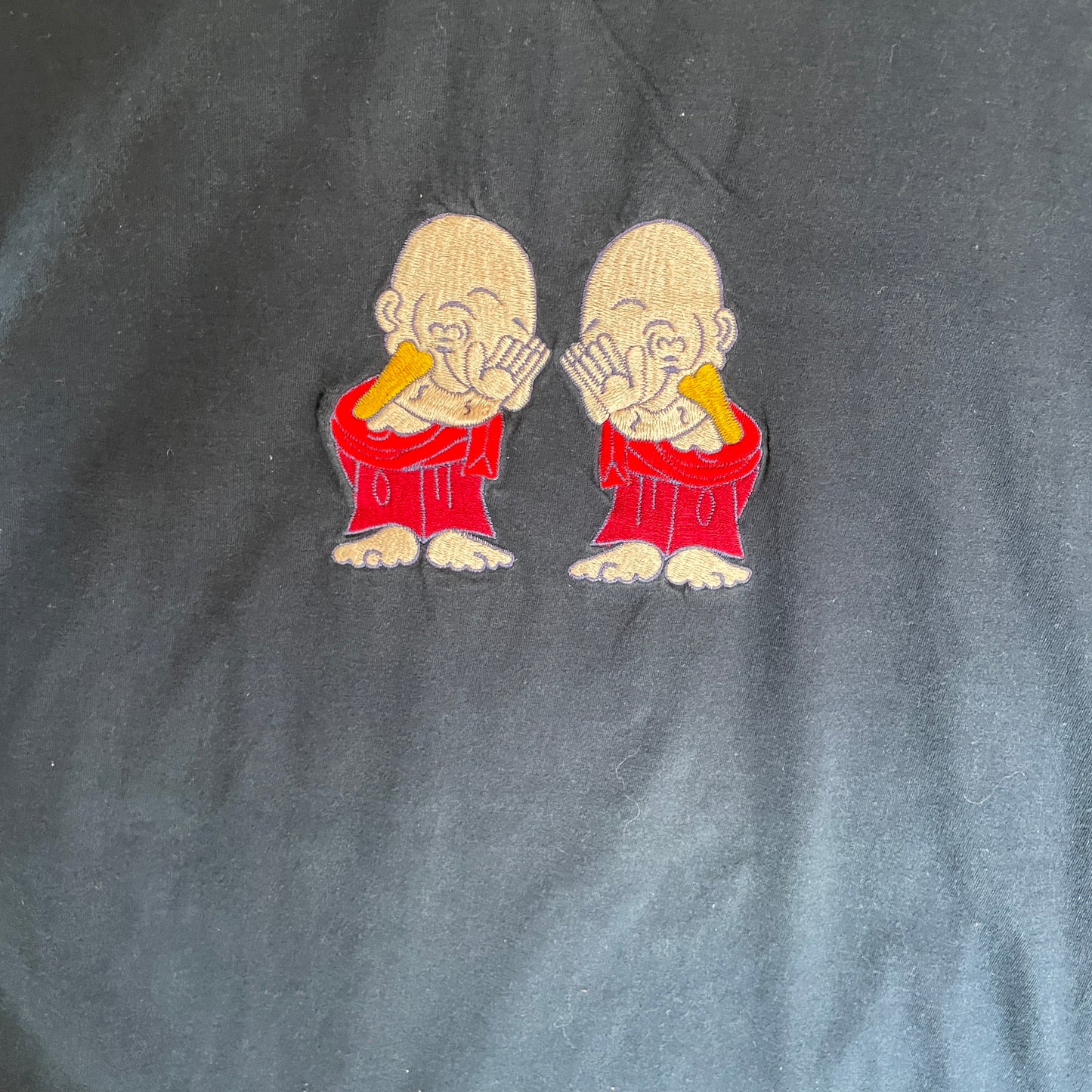 Blå Vintage Broderet Buddha T-Shirt
