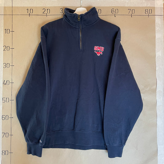 Blå Vintage Broderet SMU 1/4 Zip Sweatshirt
