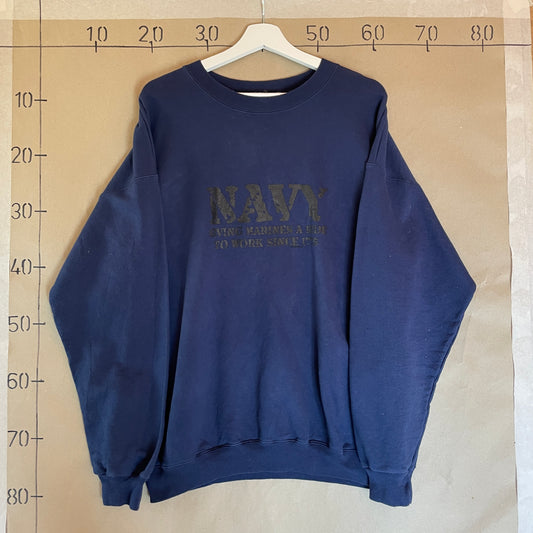 Blå Vintage Militær Navy Sweatshirt