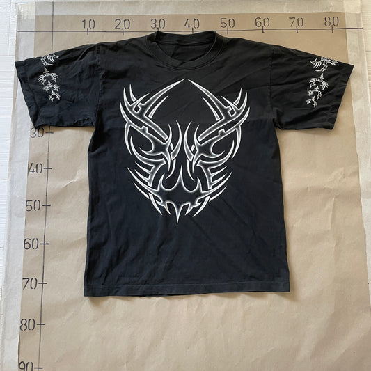 Sort Vintage Tribal T-Shirt Med Hvidt Print