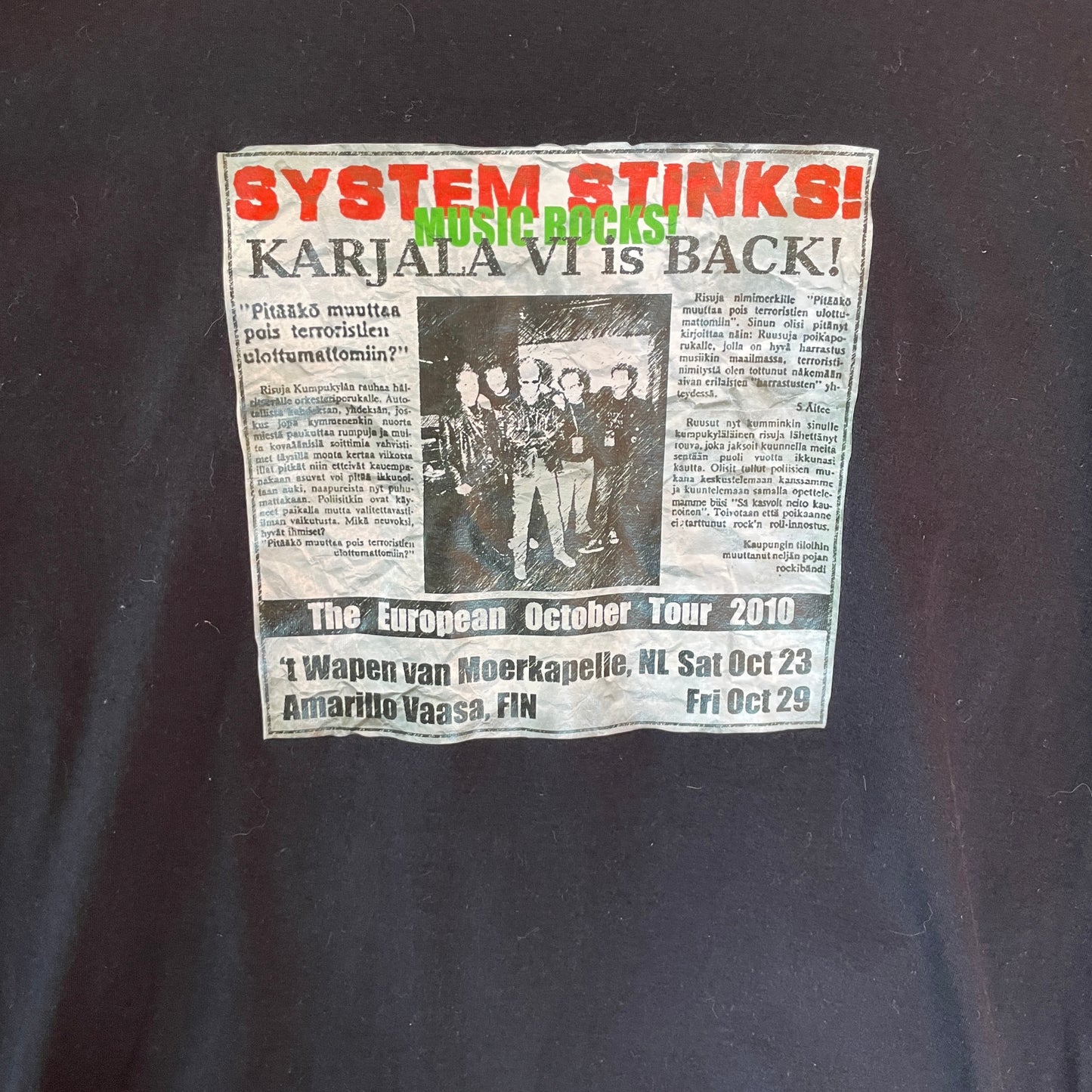 Sort Vintage System Stinks Band T-Shirt