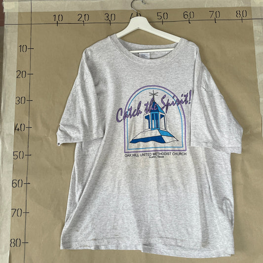 Grå Vintage T-shirt Med “Catch The Spirit!” Kirkeprint