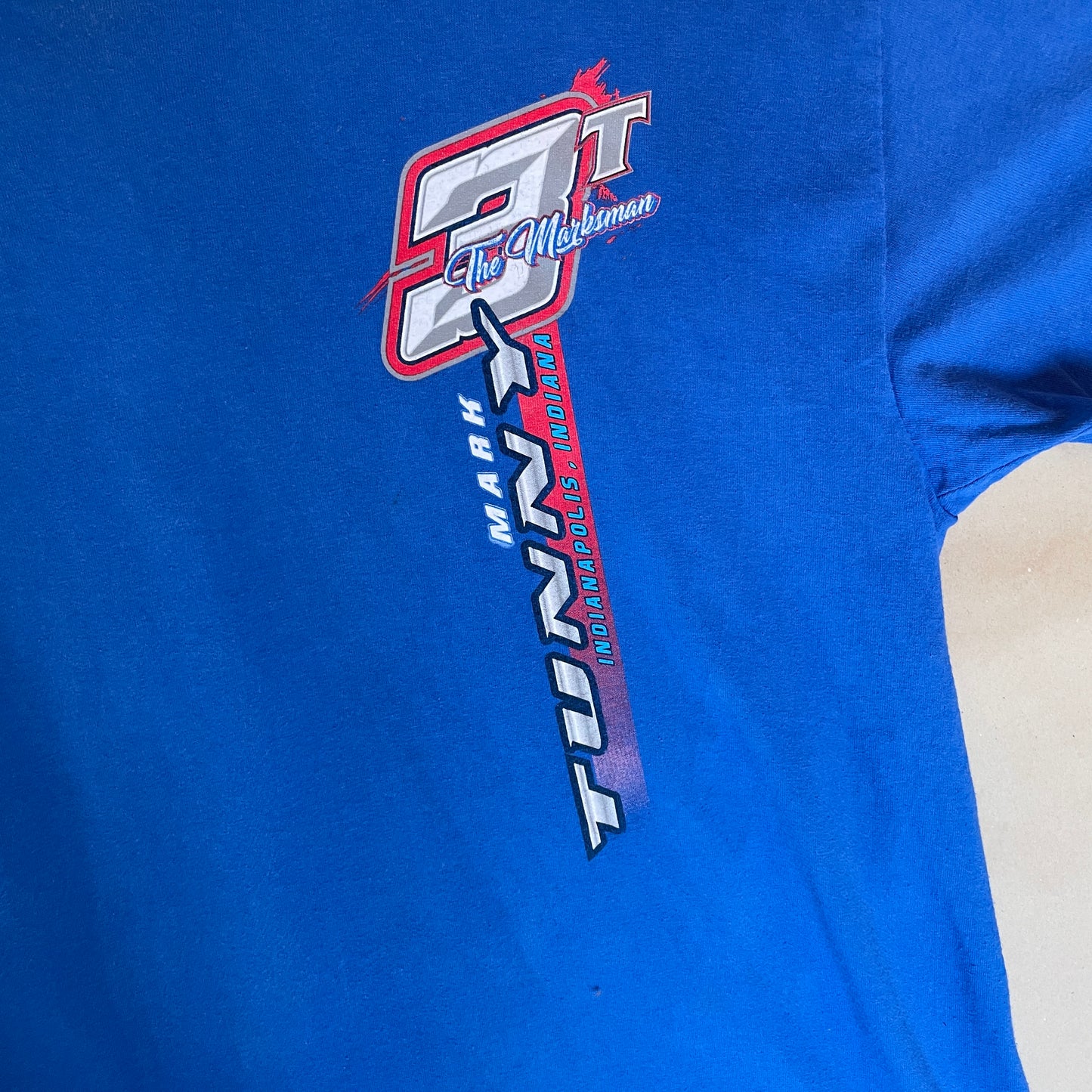 Blå Vintage Mark Tunny Nascar Racing T-Shirt