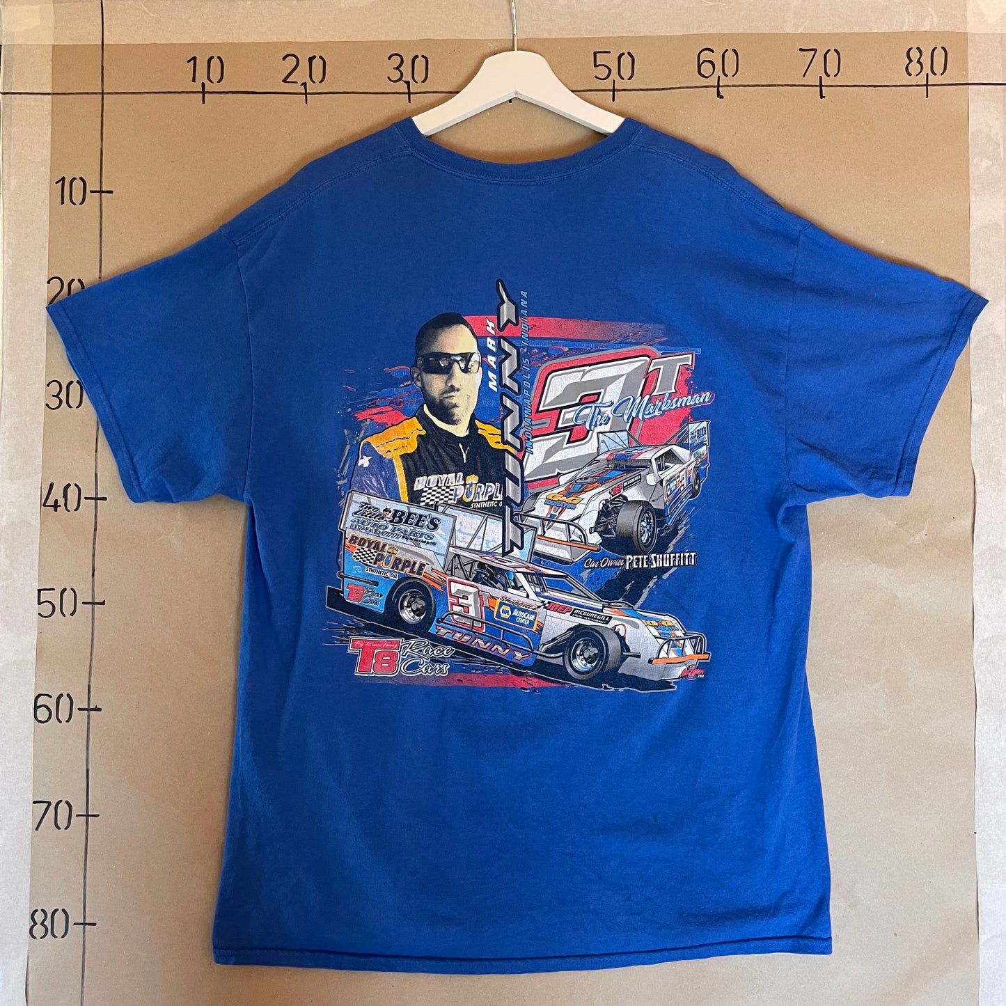 Blå Vintage Mark Tunny Nascar Racing T-Shirt