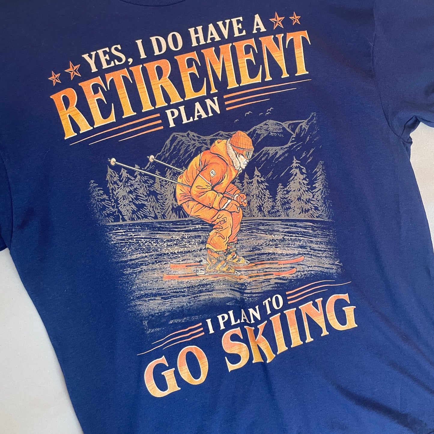 Blå Vintage Ski T-Shirt