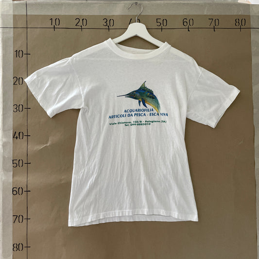 Vintage Italiensk Fiske Tee Med Sværdfisk Motiv