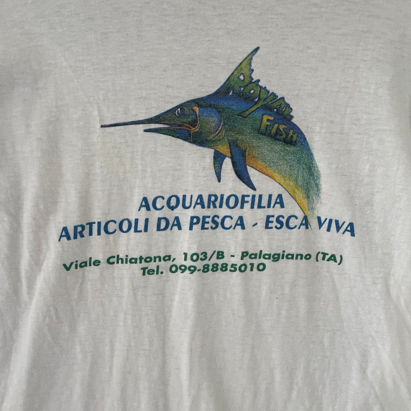 Vintage Italiensk Fiske Tee Med Sværdfisk Motiv