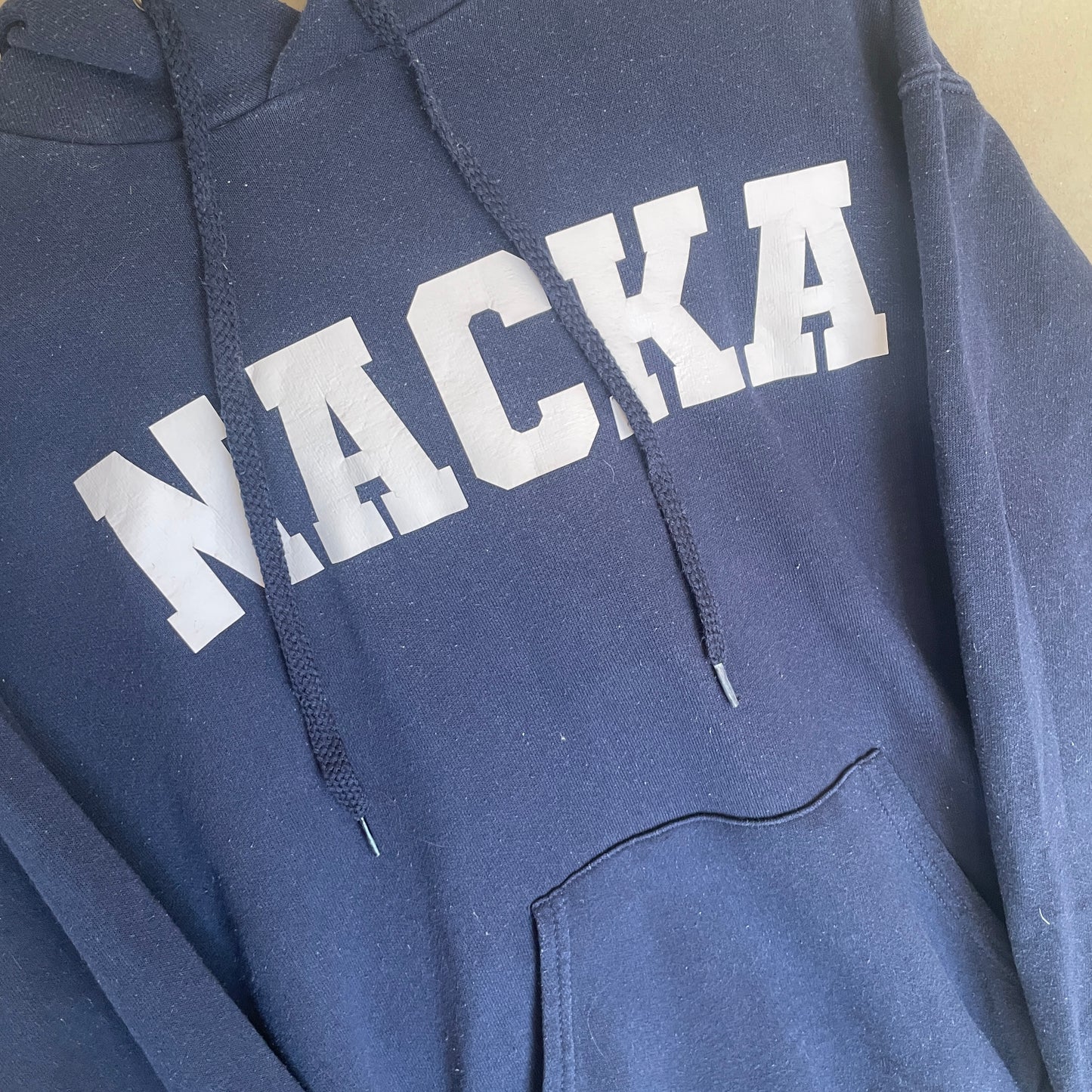 Blå Vintage Nacka Hoodie