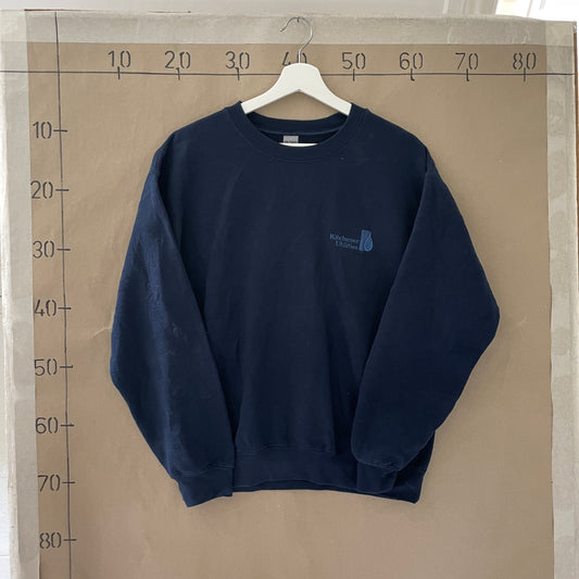 Vintage Navy Sweatshirt Med Utility Broderi