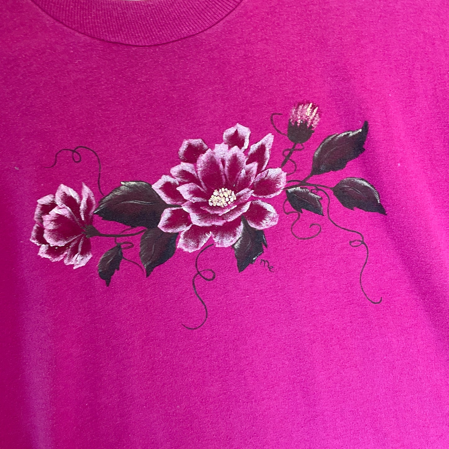 Pink Vintage Blomster T-Shirt