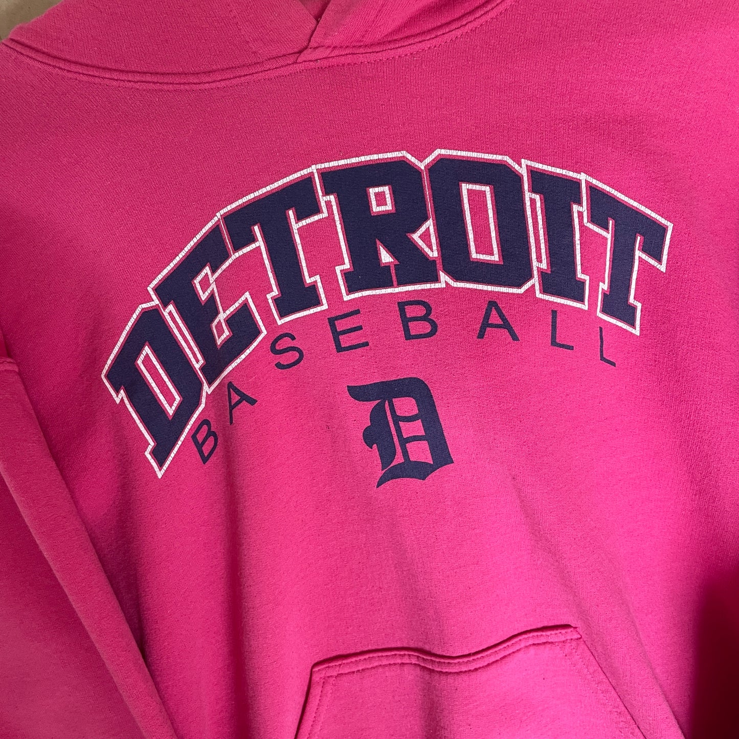 Pink Vintage Detroit Baseball Hoodie